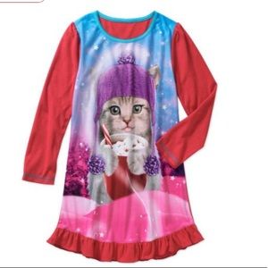 NWT Girls’ Sleepwear Nightgowns Red Kitty M 7/8
